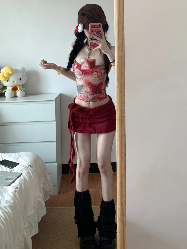 Women Y2K Two Piece Set Butter - Pipe Bending Spring 리뷰 및 가격