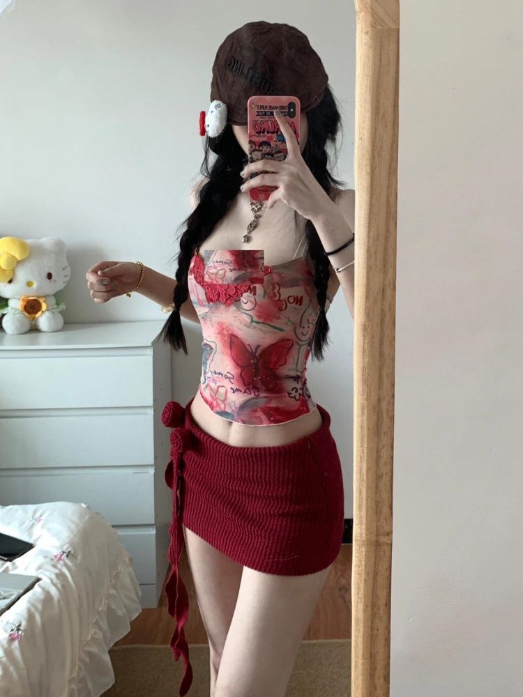 Women Y2K Two Piece Set Butter - Pipe Bending Spring 리뷰 및 가격