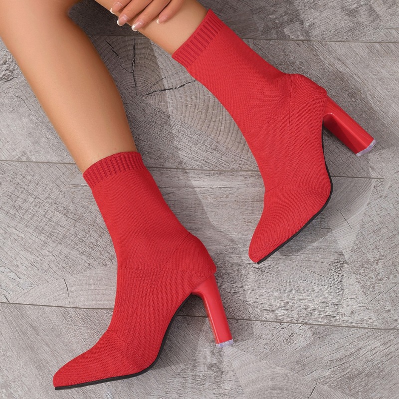 Simple Pointed Toe Knit Stretc - Pipe Bending Spring 리뷰 및 가격
