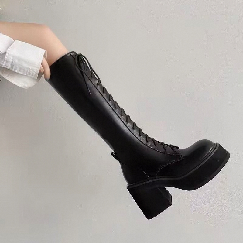 White  Boots Thick Bottom High - Pipe Bending Spring 리뷰 및 가격